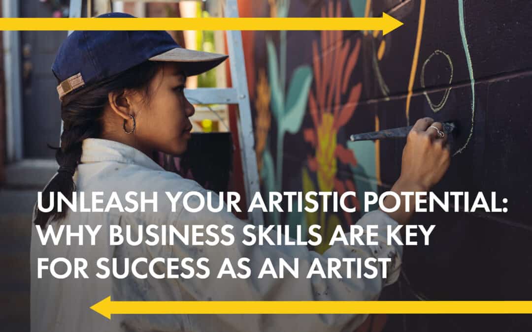 A young artist painting at their workspace, emphasizing the importance of having both artistic talent and strong business skills for a successful career in the art world
